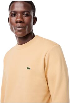 Bio Cotton Fleece Crew Sweater Heren beige