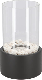 bio ethanol sfeerhaard/tafelhaard - rond - voor binnen en buiten - 16 x 26.5 cm - Sfeerhaarden Zwart