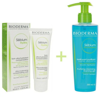 Bioderma Sebium Hydra 40ml + Sébium Gel Moussant 200ml Acne Prone Skin Treatment