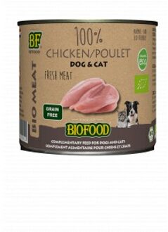 Biofood BF Petfood Biofood Organic 100% kippenvlees natvoer hond & kat (blik 200g) 24 x 200 g