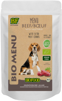 Biofood BF Petfood Biofood Organic Rund Bio Menu natvoer hond (zakjes 150 gram) 2 x (15 x 150 g)