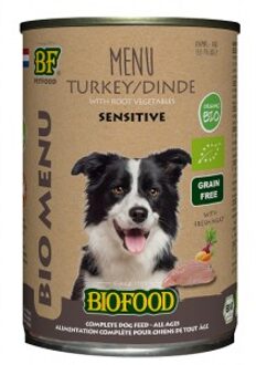 Biofood BF Petfood Biofood Organic Sensitive Kalkoen Bio Menu natvoer hond (blik 400 gram) 12 x 400 g