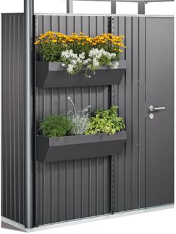 BIOHORT Bloembak Met Bevestigingsmateriaal Floraboard Donkergrijs Metallic 82x25x188cm 2st