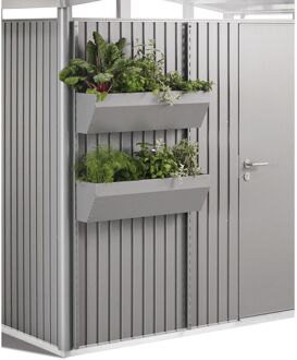 BIOHORT Bloembak Met Bevestigingsmateriaal Floraboard Kwartsgrijs Metallic 82x25x188cm 2st