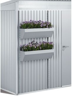BIOHORT Bloembak Met Bevestigingsmateriaal Floraboard Zilver Metallic 82x25x188cm 2st