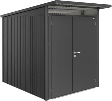 BIOHORT Metalen Tuinhuis Avantgarde - Donkergrijs Metallic - 180x222cm - Dubbele Deur - Met Lessenaarsdak