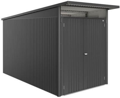 BIOHORT Metalen Tuinhuis Avantgarde - Donkergrijs Metallic - 180x380cm - Dubbele Deur