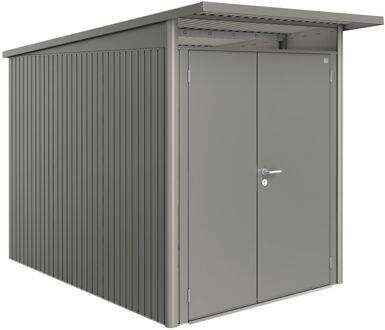 BIOHORT Metalen Tuinhuis Avantgarde - Kwartsgrijs Metallic - 180x300cm - Dubbele Deur - Met Lessenaarsdak