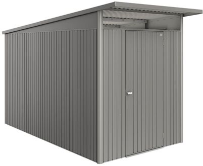 BIOHORT Metalen Tuinhuis Avantgarde - Kwartsgrijs Metallic - 180x380cm - Enkele Deur