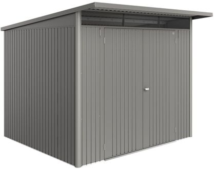 BIOHORT Metalen Tuinhuis Avantgarde - Kwartsgrijs Metallic - 260x260cm - Dubbele Deur