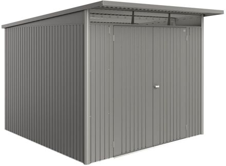 BIOHORT Metalen Tuinhuis Avantgarde - Kwartsgrijs Metallic - 260x300cm - Dubbele Deur