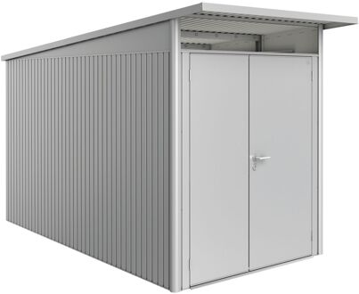 BIOHORT Metalen Tuinhuis Avantgarde - Zilver Metallic - 180x380cm - Dubbele Deur - Met Lessenaarsdak