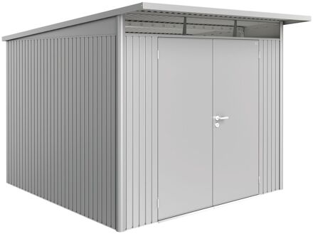 BIOHORT Metalen Tuinhuis Avantgarde - Zilver Metallic - 260x300cm - Dubbele Deur - Met Lessenaarsdak