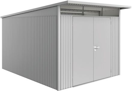BIOHORT Metalen Tuinhuis Avantgarde - Zilver Metallic - 260x380cm - Dubbele Deur - Met Lessenaarsdak