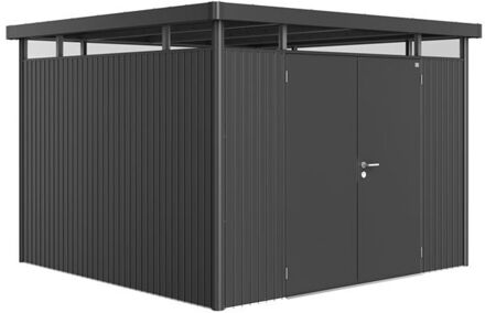 BIOHORT Metalen Tuinhuis Highline - Donkergrijs Metallic - 314x314cm - Dubbele Deur