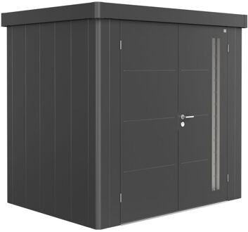 BIOHORT Metalen Tuinhuis Neo - Donkergrijs Metallic - 236x180cm - Dubbele Deur