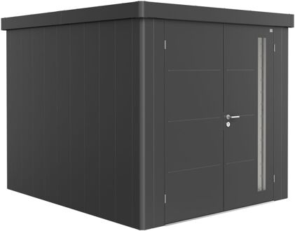BIOHORT Metalen Tuinhuis Neo - Donkergrijs Metallic - 236x292cm - Dubbele Deur
