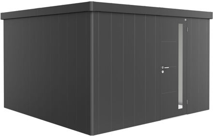 BIOHORT Metalen Tuinhuis Neo - Donkergrijs Metallic - 348x348cm - Enkele Deur