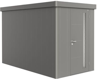 BIOHORT Metalen Tuinhuis Neo - Kwartsgrijs Metallic - 180x348cm - Enkele Deur