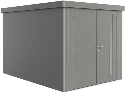 BIOHORT Metalen Tuinhuis Neo - Kwartsgrijs Metallic - 236x348cm - Dubbele Deur