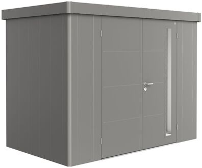 BIOHORT Metalen Tuinhuis Neo - Kwartsgrijs Metallic - 292x180cm - Dubbele Deur
