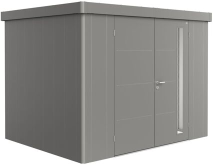 BIOHORT Metalen Tuinhuis Neo - Kwartsgrijs Metallic - 292x236cm - Dubbele Deur