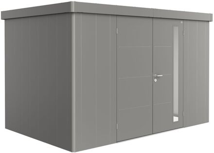 BIOHORT Metalen Tuinhuis Neo - Kwartsgrijs Metallic - 348x236cm - Dubbele Deur