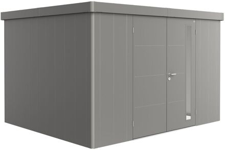 BIOHORT Metalen Tuinhuis Neo - Kwartsgrijs Metallic - 348x292cm - Dubbele Deur