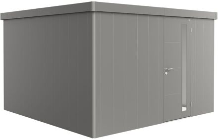 BIOHORT Metalen Tuinhuis Neo - Kwartsgrijs Metallic - 348x348cm - Enkele Deur