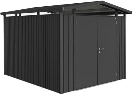 BIOHORT Metalen Tuinhuis Panorama - Donkergrijs Metallic - 273x318cm - Dubbele Deur