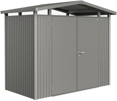 BIOHORT Metalen Tuinhuis Panorama - Kwartsgrijs Metallic - 273x158cm - Dubbele Deur