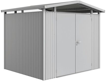 BIOHORT Metalen Tuinhuis Panorama - Zilver Metallic - 273x238cm - Dubbele Deur