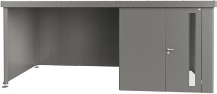 BIOHORT Overkapping Voor Tuinhuis 2a/2b/2c/2d Kwartsgrijs Metallic 300x235x220cm