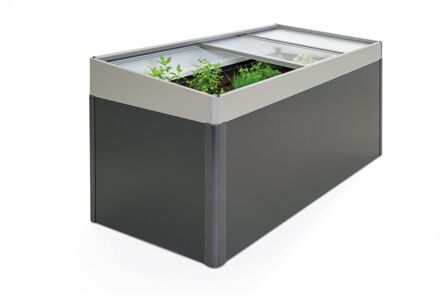 BIOHORT Serre Voor Moestuinbox 2x1 Kwartsgrijs Metallic 200x101x23cm