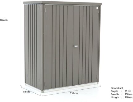 BIOHORT Tuinkast 155x83x182,5cm (Incl. bodemplaat en frame) - Laagste prijsgarantie! Grijs