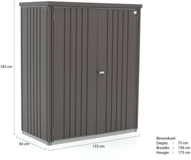 BIOHORT Tuinkast 155x83x182,5cm (Incl. bodemplaat en frame) - Laagste prijsgarantie! Grijs