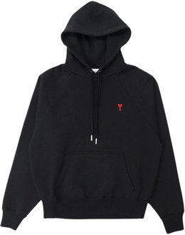 Biologisch katoenen hoodie met geborduurd logo Ami Paris , Black , Heren - 2Xl,Xl,M