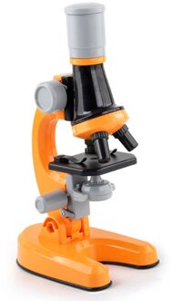 Biologische Microscoop 100X 400X 1200X Kind School Wetenschap Educatief Speelgoed Cadeau Voor Kinderen Led Kit Lab Home Kinderen Microscoop oranje