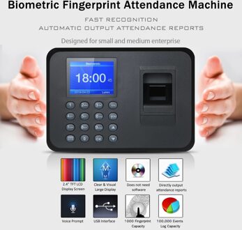 Biometrische Vingerafdruk Presentielijst Machine 2.4 "Tft Lcd Display Usb Vingerafdruk Presentielijst Systeem Werknemer Controleren-In Recorder US plug