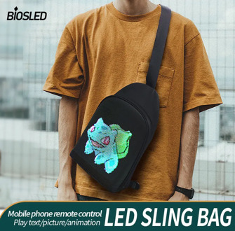 Biosled Outdoor LED Display Male Shoulder Bag Trendy Ladies Small Shoulder Bag Personality USB Multi-function Chest Bag
