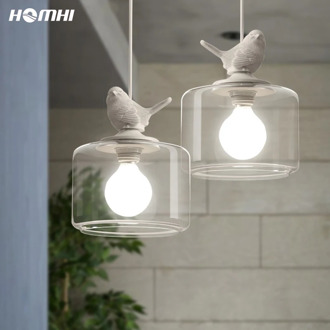 Bird lamp Hanglamp candiles de cristal Moder Pendant lighting for Kitchen island children's lamp room glass bar white creative