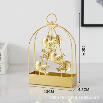 Birdcage Insectenwerende Middelen Wierook Houder Thuis Brandwerende Sandelhout As Doos Opknoping Creatieve Doos Wierookbrander Ornamenten gouden vogel