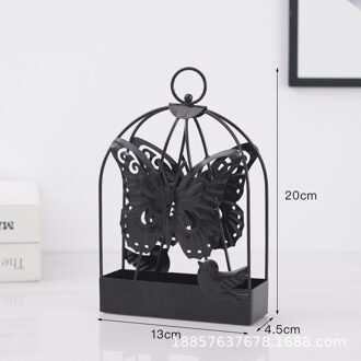 Birdcage Insectenwerende Middelen Wierook Houder Thuis Brandwerende Sandelhout As Doos Opknoping Creatieve Doos Wierookbrander Ornamenten vlinder zwart