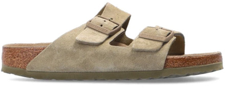 Birkenstock Arizona SFB VL Faded Khaki Narrow Dames Slippers - Khaki - Maat 37