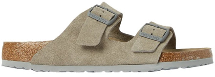 Birkenstock Arizona SFB VL Faded Khaki Narrow Dames Slippers - Khaki - Maat 37