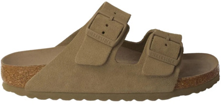 Birkenstock Arizona SFB VL Faded Khaki Narrow Dames Slippers - Khaki - Maat 41