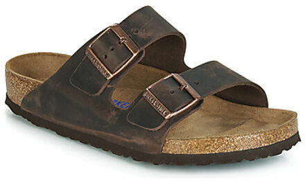 Birkenstock Arizona Slippers Habana Leather Regular-fit met zacht voetbed