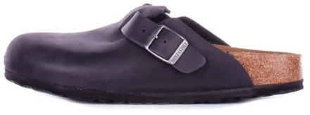 Birkenstock Boston Black narrow Fettleder Oiled Leather Unisex Pantoffels - Zwart - Maat 39