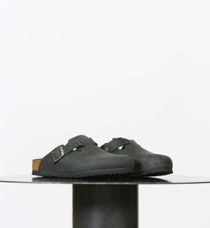 Birkenstock Boston Black narrow Fettleder Oiled Leather Unisex Pantoffels - Zwart - Maat 39