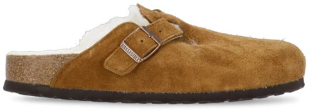 Birkenstock Boston Mink narrow Veloursleder Shearling Dames Pantoffels - Mink - Maat 37